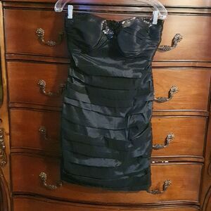 Calvin Klein Black Strapless Sequin Mini Dress sz 4